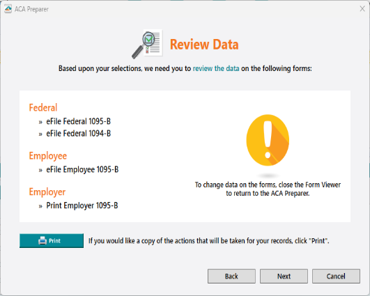 Aatrix ACA Preparer - Review Data