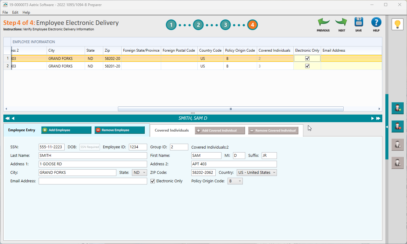 Aatrix ACA Preparer - Step 4