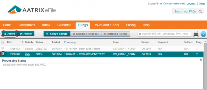 Replacing / Resubmitting an eFiling