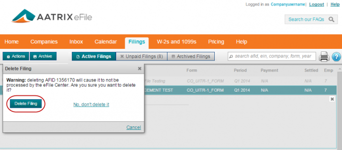 Replacing / Resubmitting an eFiling