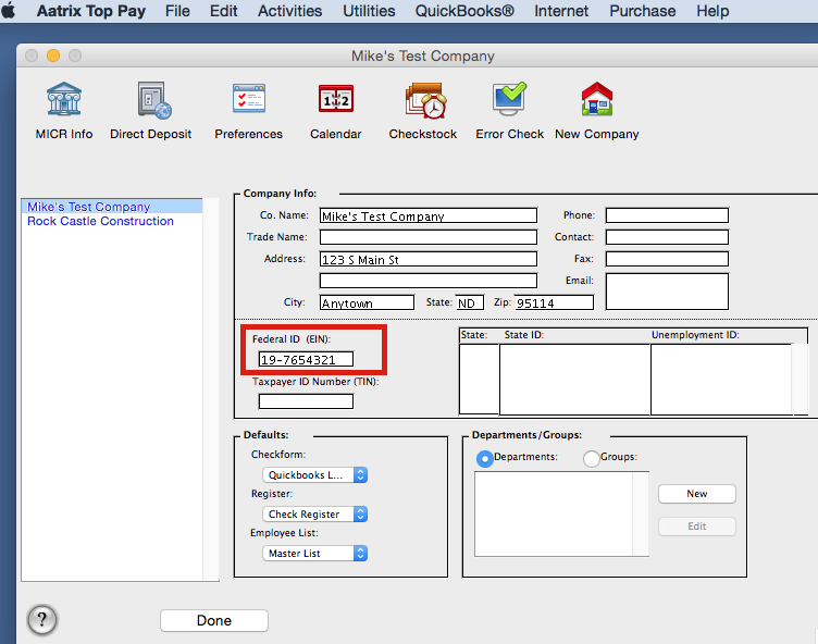 FAQ: When posting payroll I get a message 'The EIN does not match the company in Quickbooks'. How do I fix that so I can post my payroll?