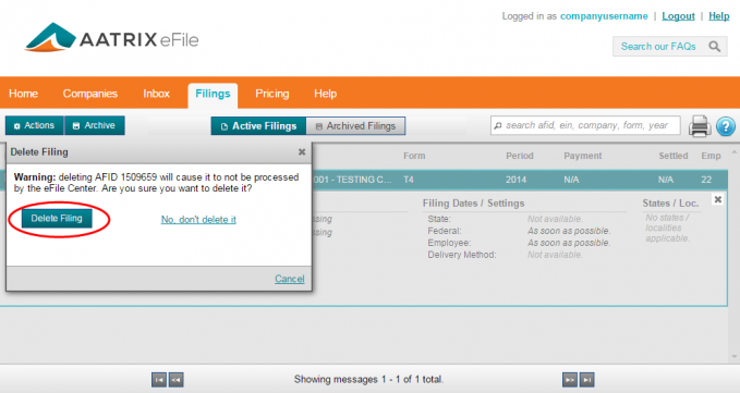 Learn how to delete a filing.