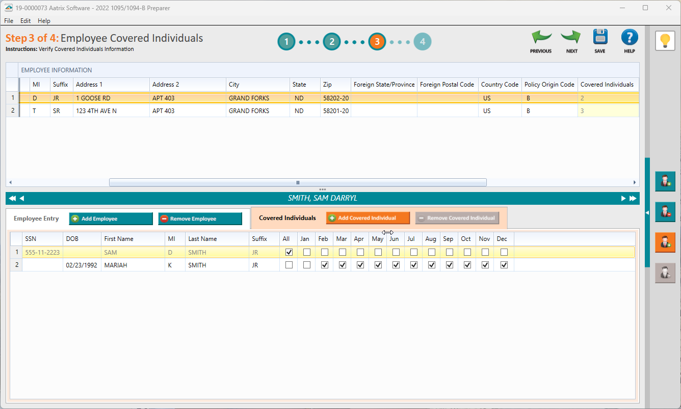 Aatrix ACA Preparer - Step 3