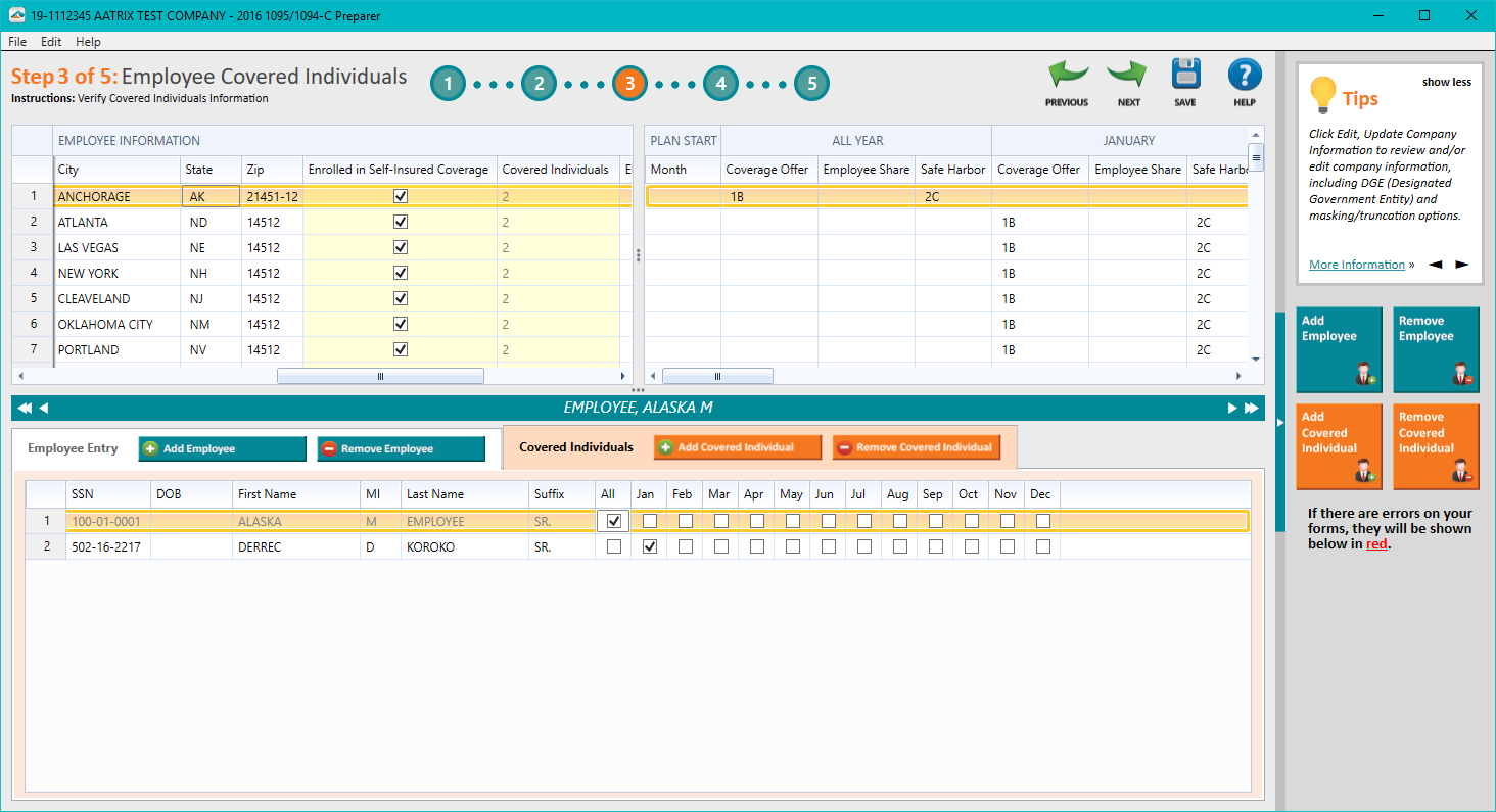 Aatrix ACA Preparer - Step 3