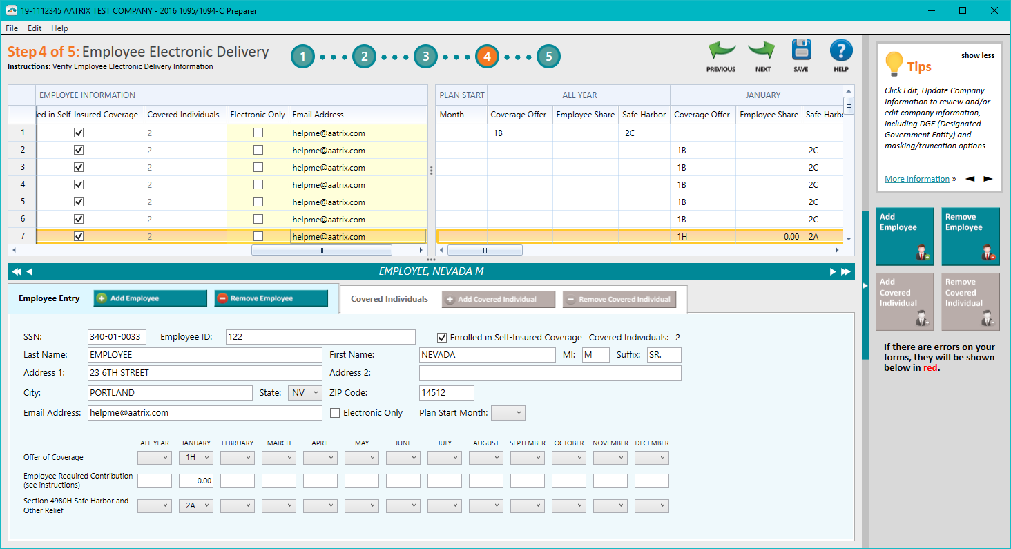 Aatrix ACA Preparer - Step 4