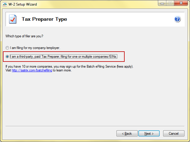 Filing as Batch Filer
