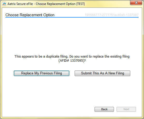 Replacing / Resubmitting an eFiling